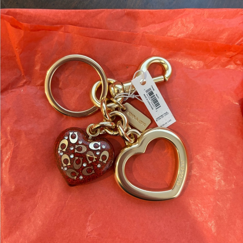 Coach Double Heart Bagcharm/Keychain
